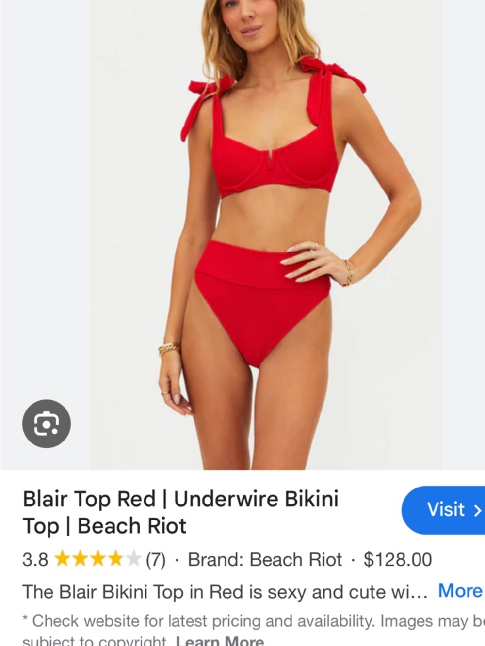 Beach Riot Red Tie-Shoulder Underwire Bikini Top